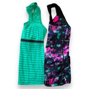 SET OF 2 Ideology women's multicolor printed racerback active tank tops Small